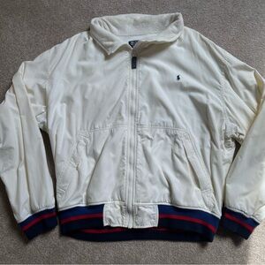 Vintage 90s Polo RALPH LAUREN Nylon Jacket G9 Pony Cream Red Blue XL